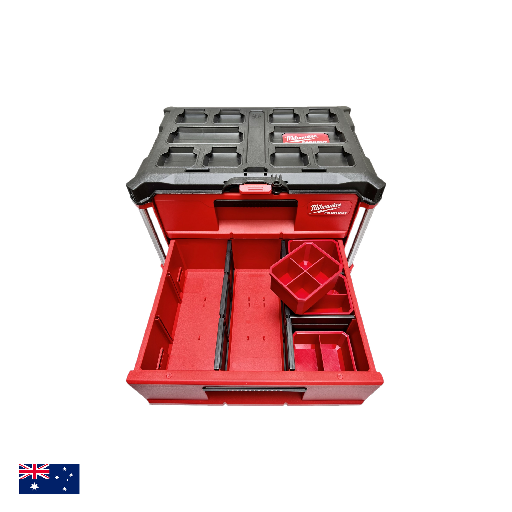 Nesting Bins with Dividers for Milwaukee 2-Drawer Tool Box Red